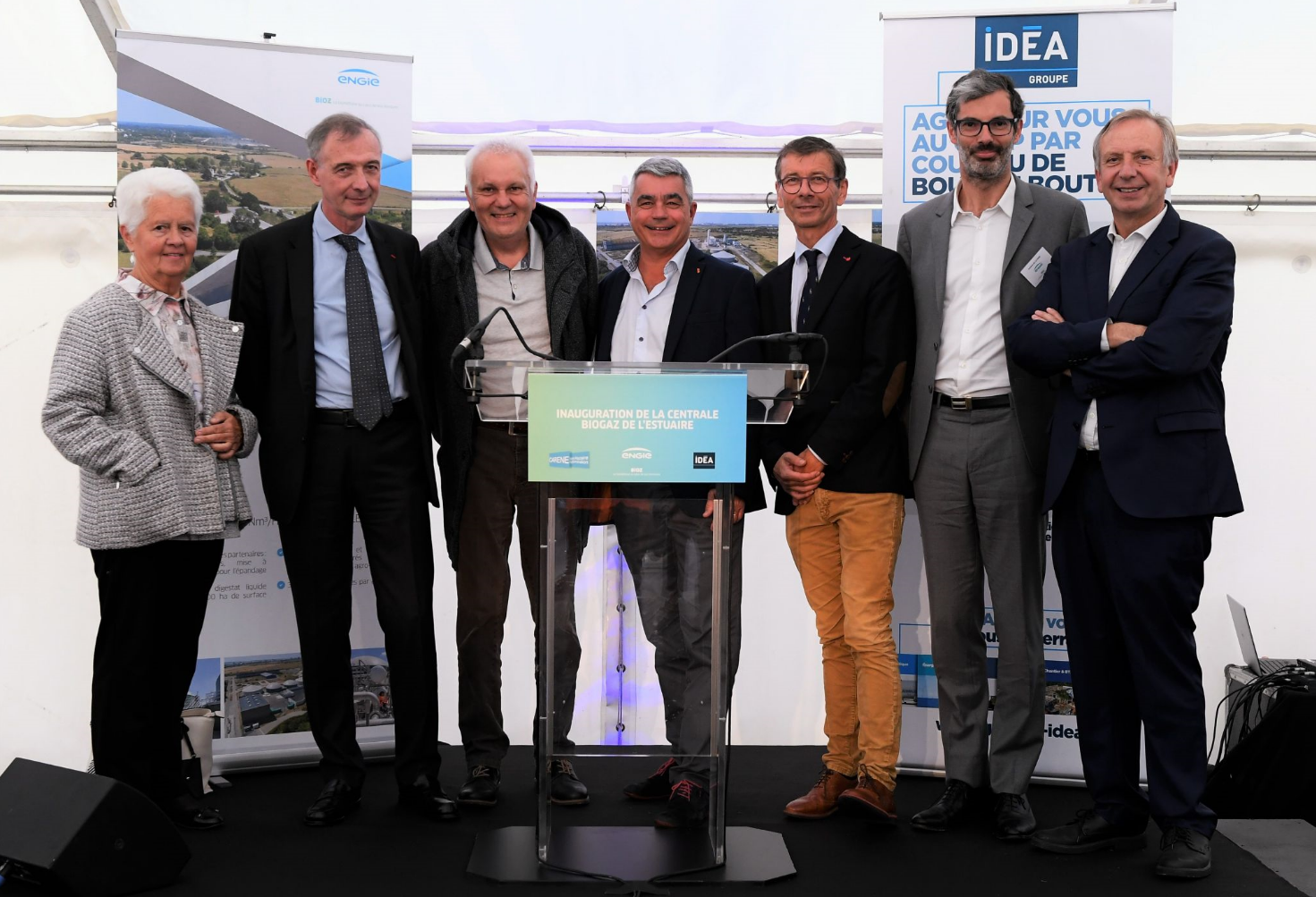 Inauguration CBEST :  Monsieur le sous-préfet Michel Bergue, Monsieur le président de la CARENE David Samzun, Monsieur le maire de Montoir-de-Bretagne Thierry NOGUET, le Directeur de GRDF Gilles SIMONCINI, le Président d'ENGIE BiOZ Antoine de LA FAIRE et notre PDG Bruno Hug de Larauze